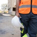 Builder with hard hat